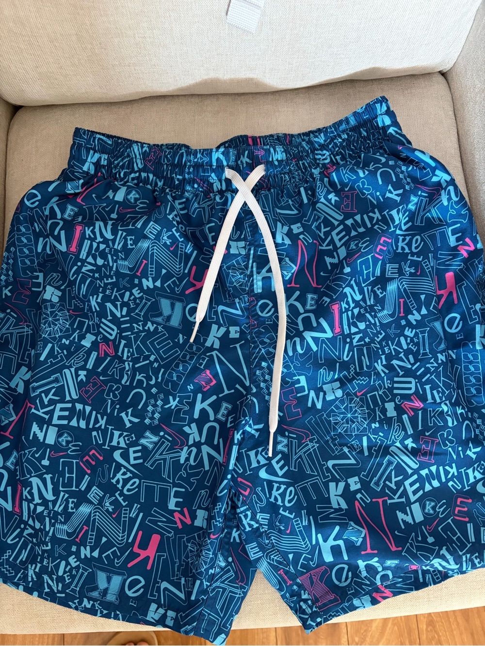 Nike Blue and pink Graphic Swim Shorts